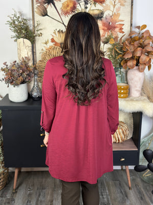 Wrinkle Free Cardigan - Cranberry