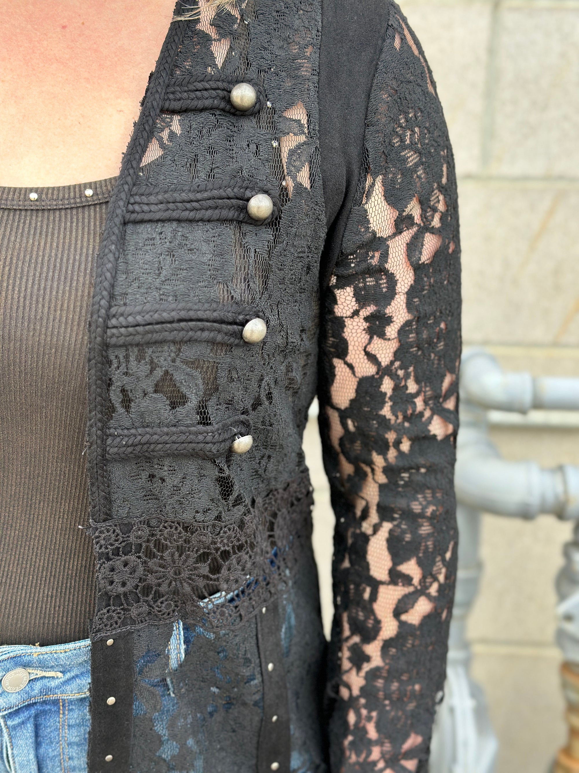 Lace Military Button Overlay