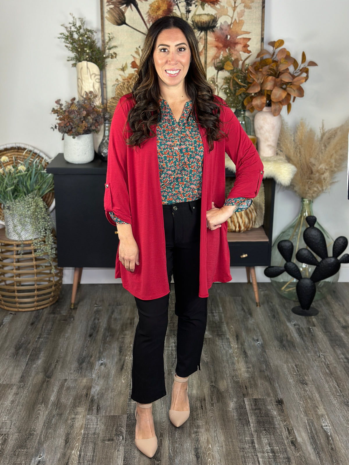 Wrinkle Free Cardigan - Red (Small - 3X) BESTSELLER