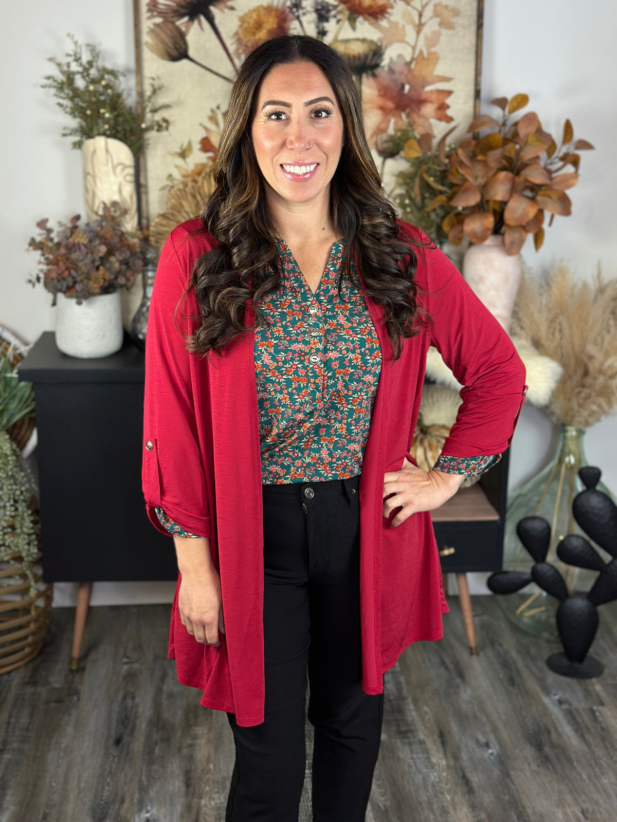 Wrinkle Free Cardigan - Red (Small - 3X) BESTSELLER