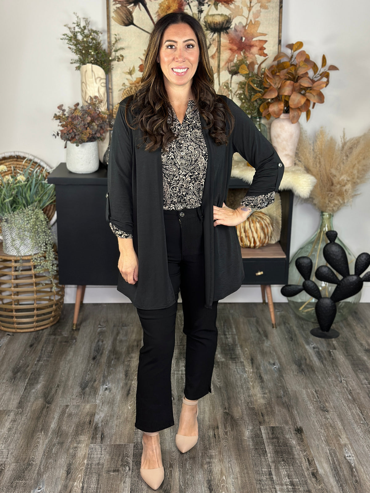 Wrinkle Free Cardigan - Black - (Small - 3X) BESTSELLER