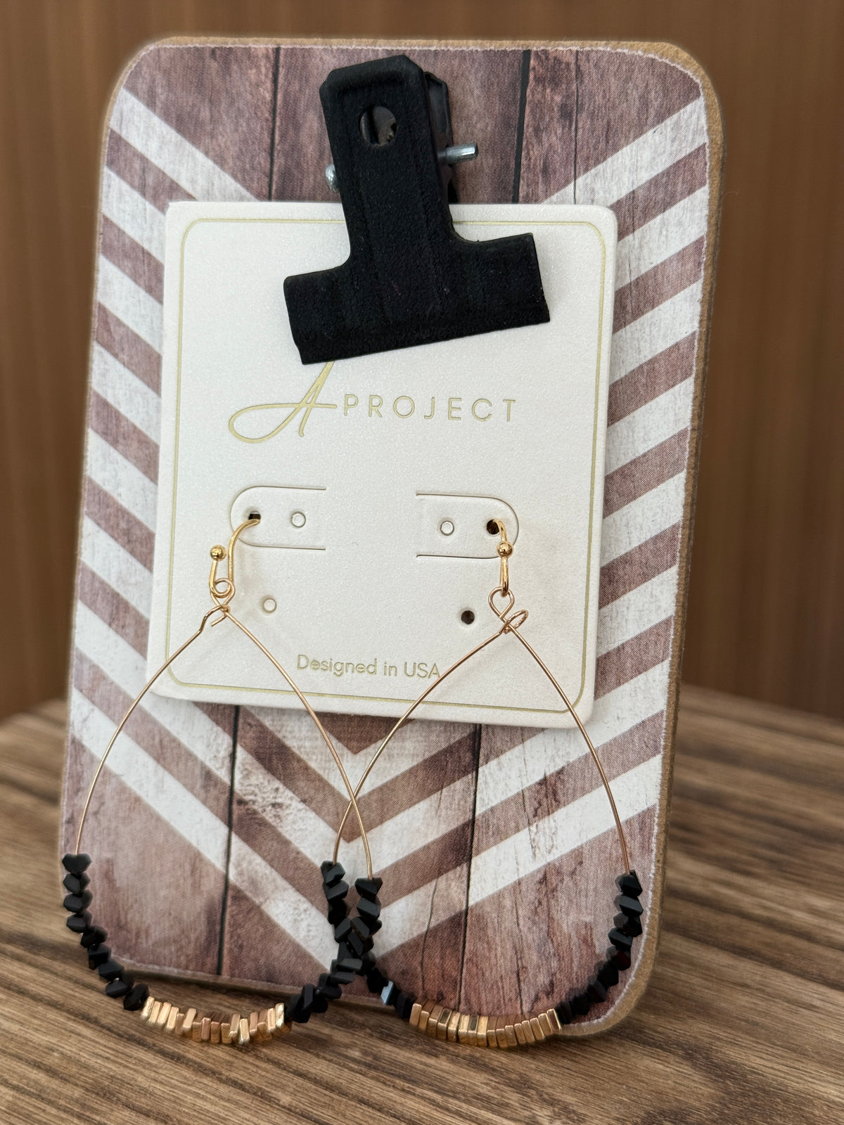 Black/Gold Teardrop Earring