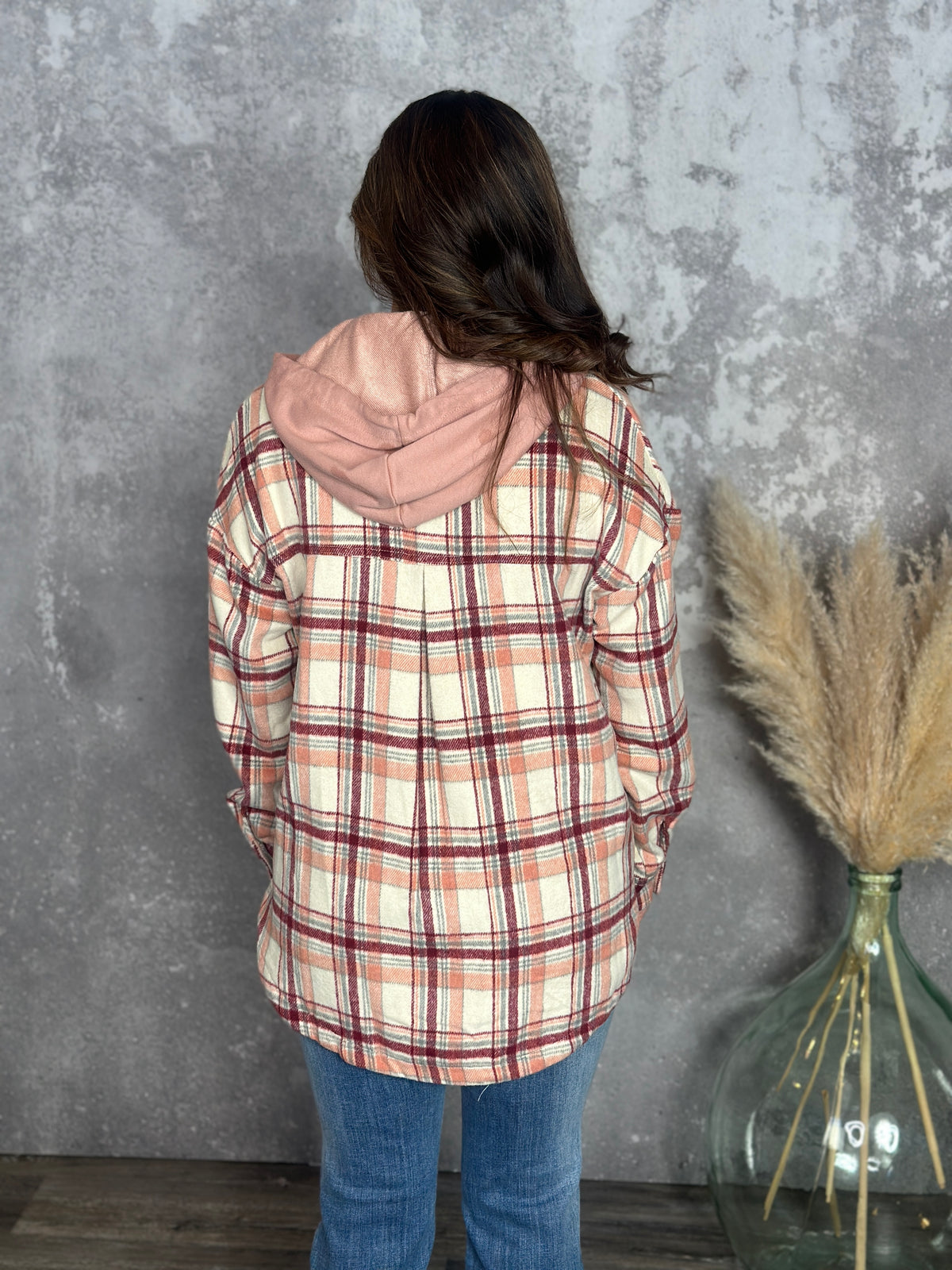 Blush Plaid Button Up with Hood - FINAL SALE