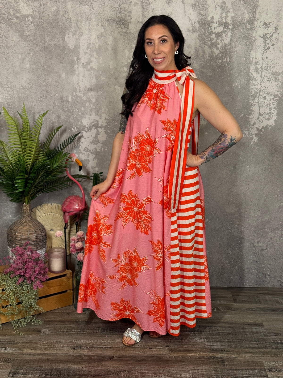 Orange/Pink Fruiti Tutti Halter Dress