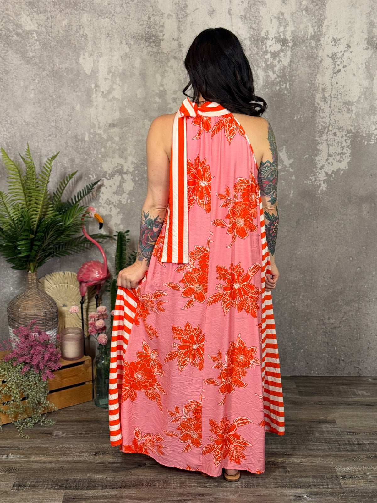 Orange/Pink Fruiti Tutti Halter Dress