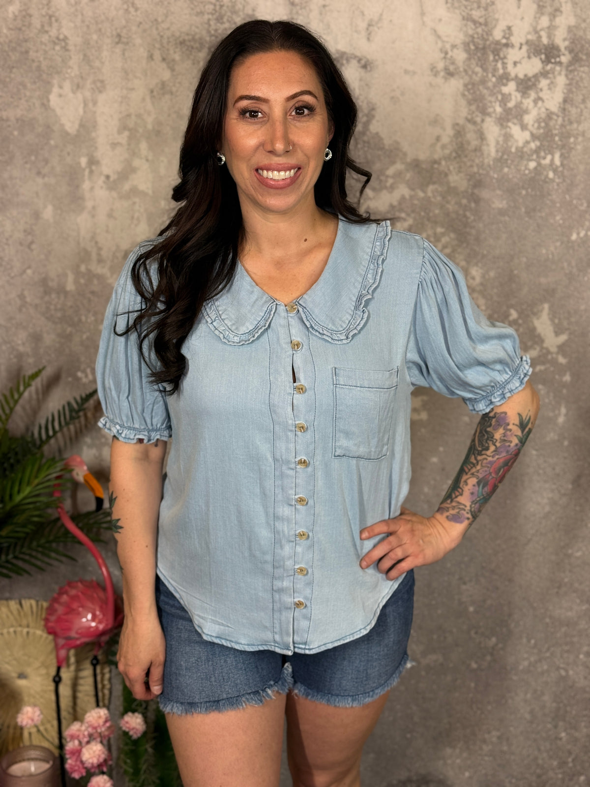 Peterpan Denim Top - Light Wash