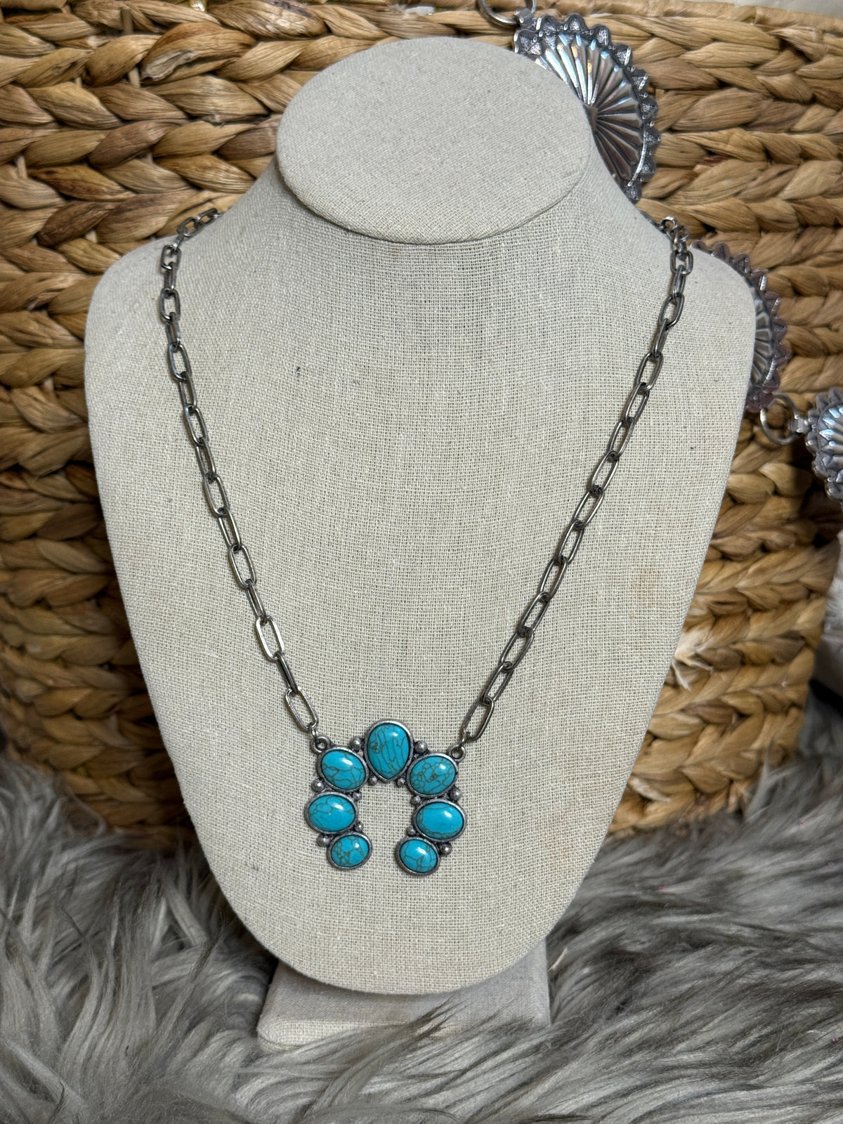 Squash Turquoise Paperclip Necklace