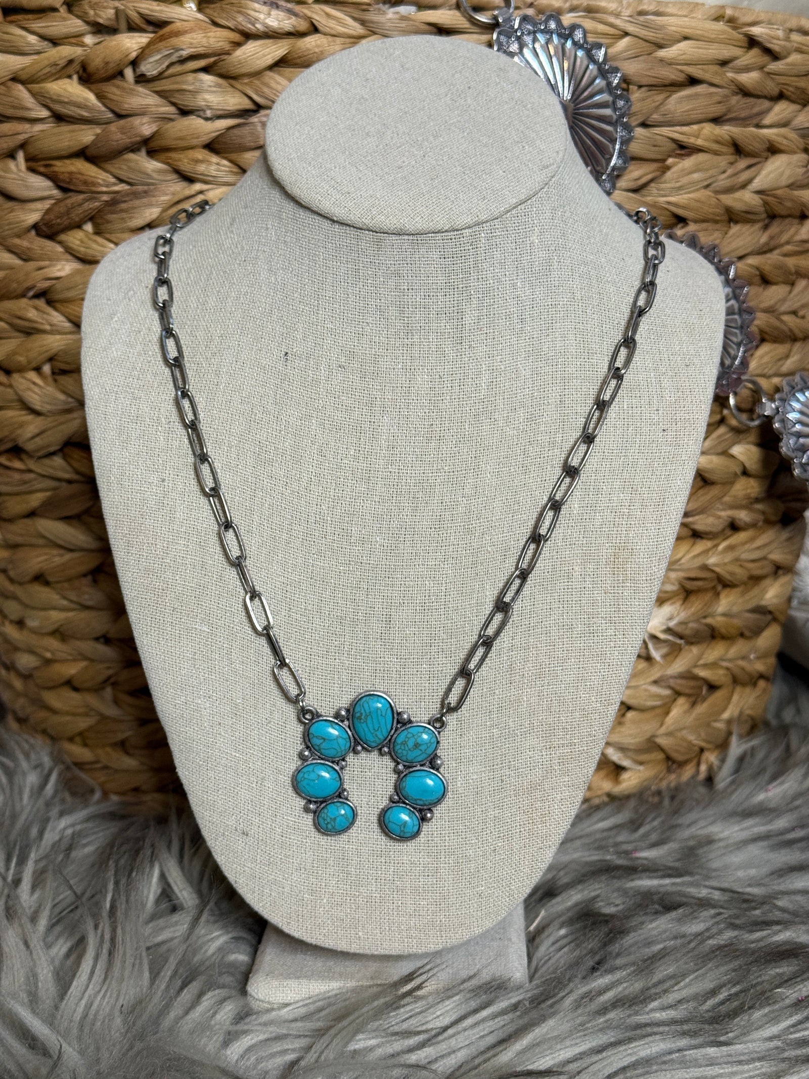 Squash Turquoise Paperclip Necklace