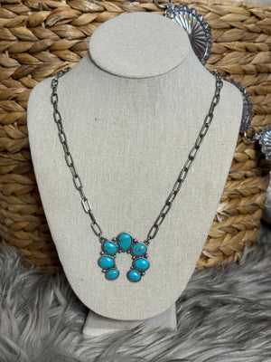 Squash Turquoise Paperclip Necklace