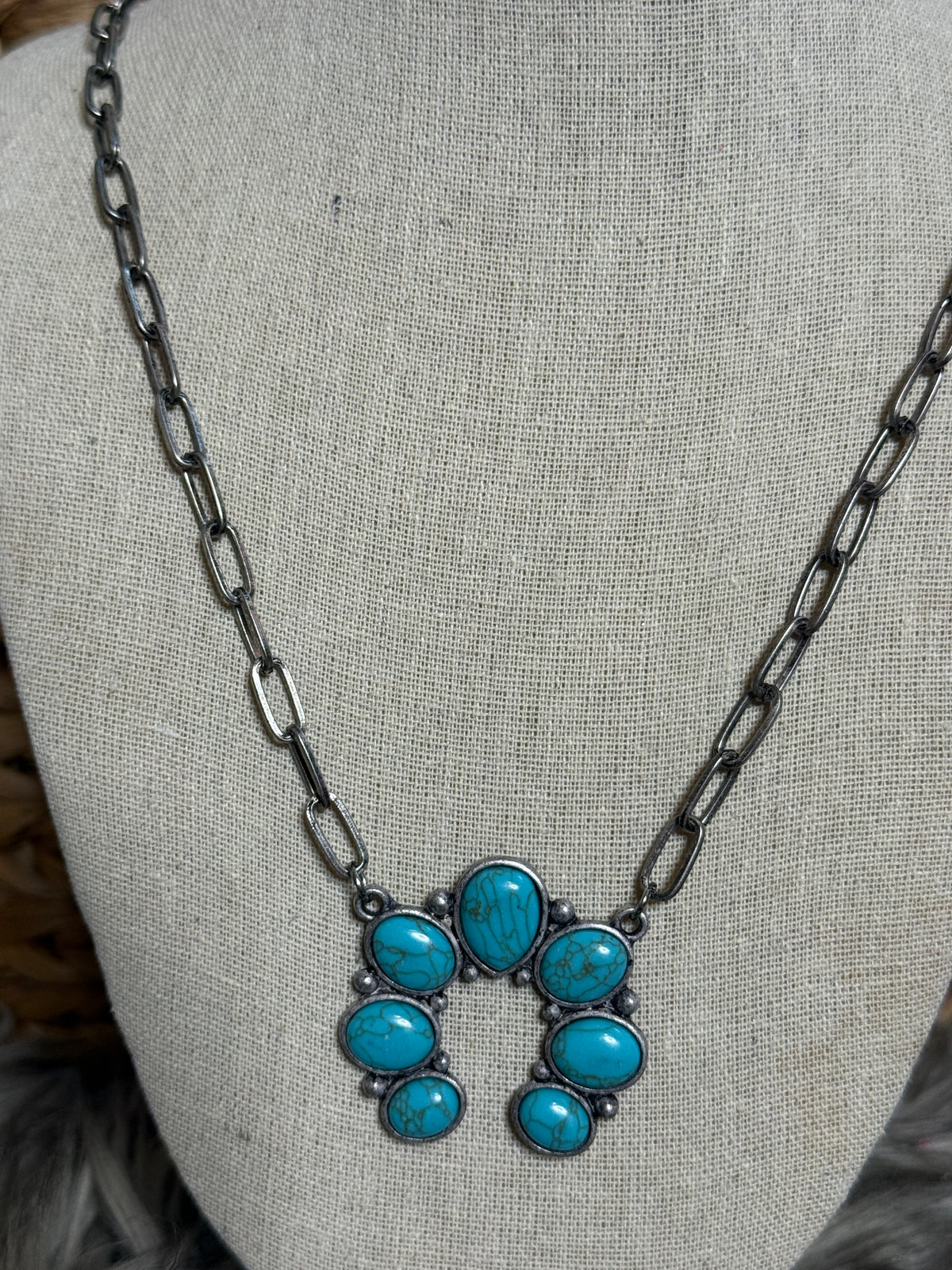 Squash Turquoise Paperclip Necklace