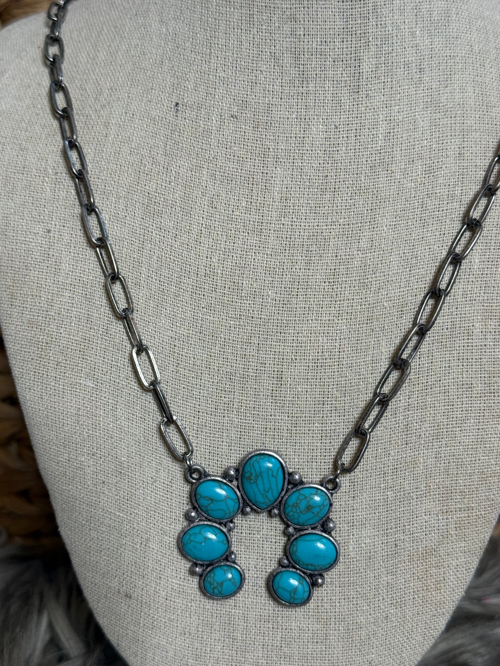 Squash Turquoise Paperclip Necklace