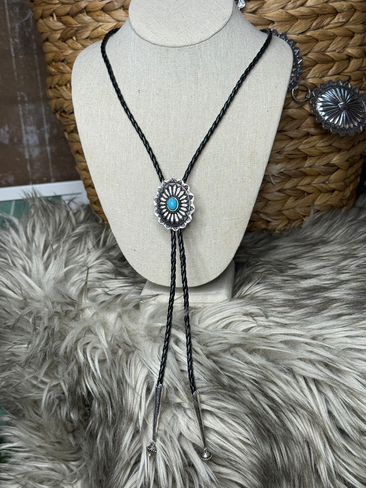 Concho Turquoise Bolo Necklace
