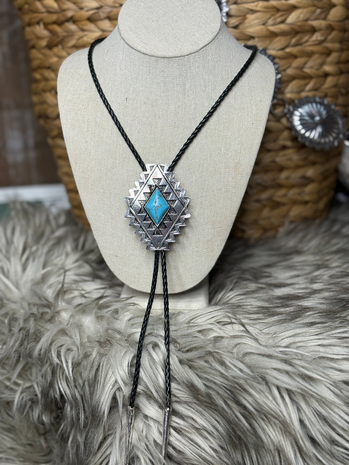 Geo Turquoise Bolo Necklace
