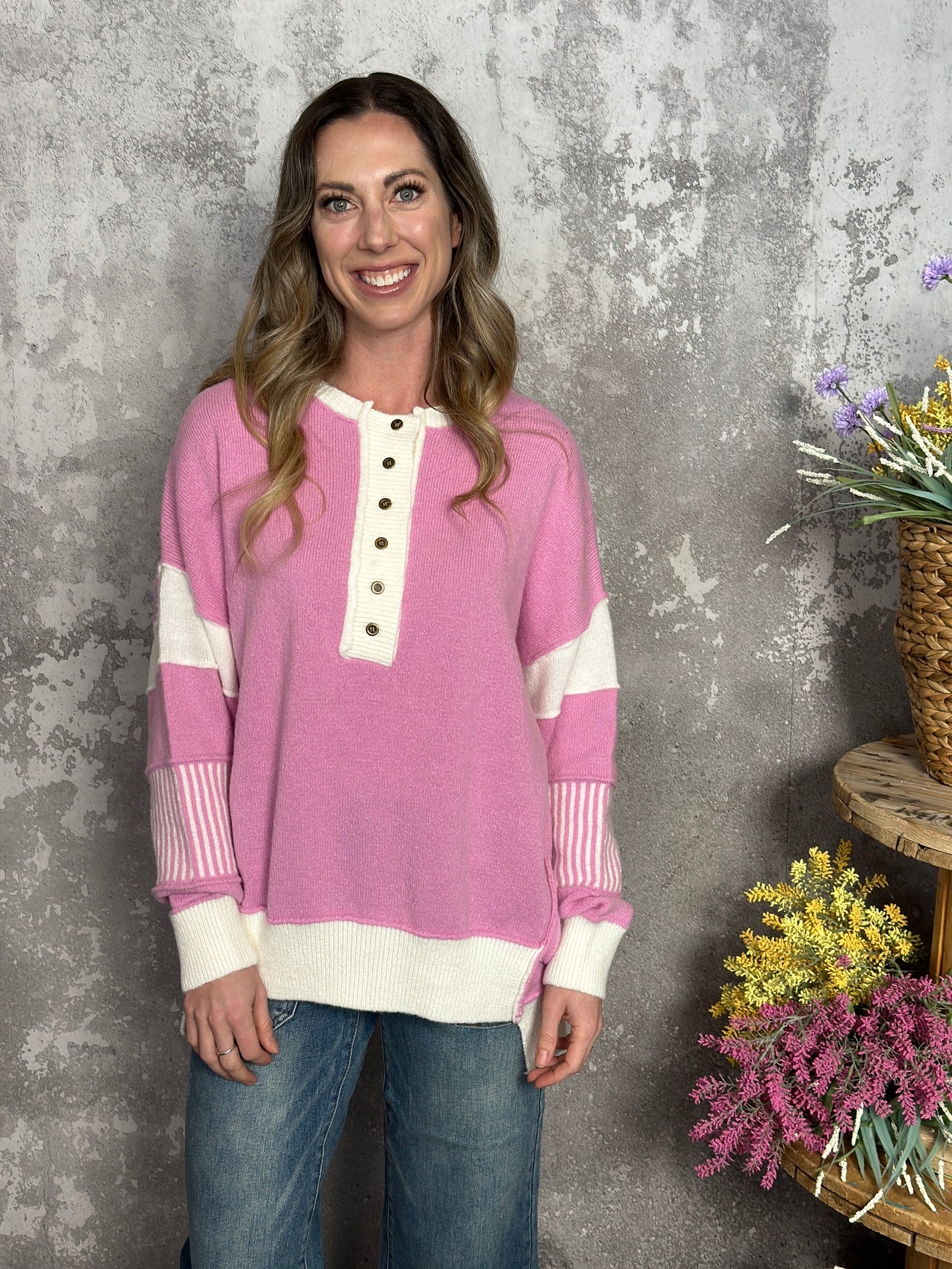 Mauve/White Sweater Top