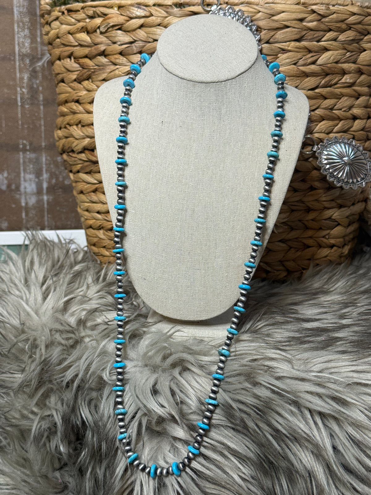 Long Faux Pearl and Chunky Turquoise