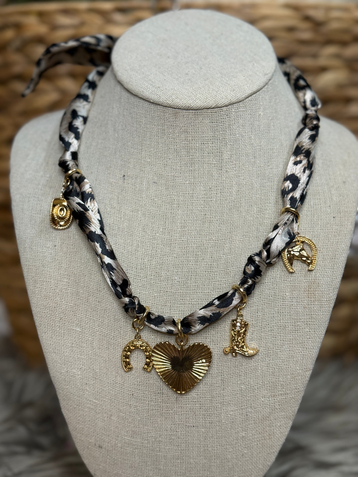 Leopard Western Charm Bandana Necklace