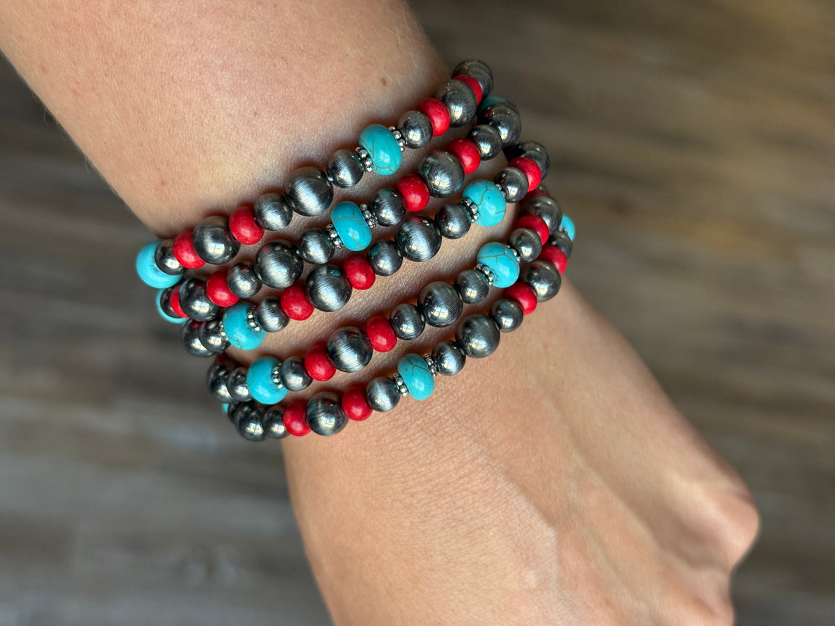 Multi strand Southwest Sunrise Turquoise Stretch Bracelet