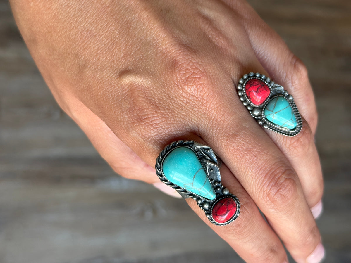 Southwest Sunrise Turquoise Adjustable Ring