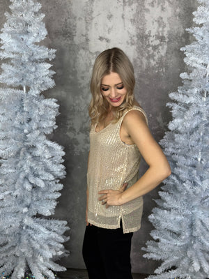 The Holly Berry Sequin Tank - Ivory
