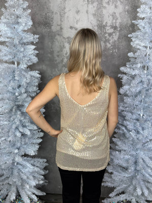 The Holly Berry Sequin Tank - Ivory