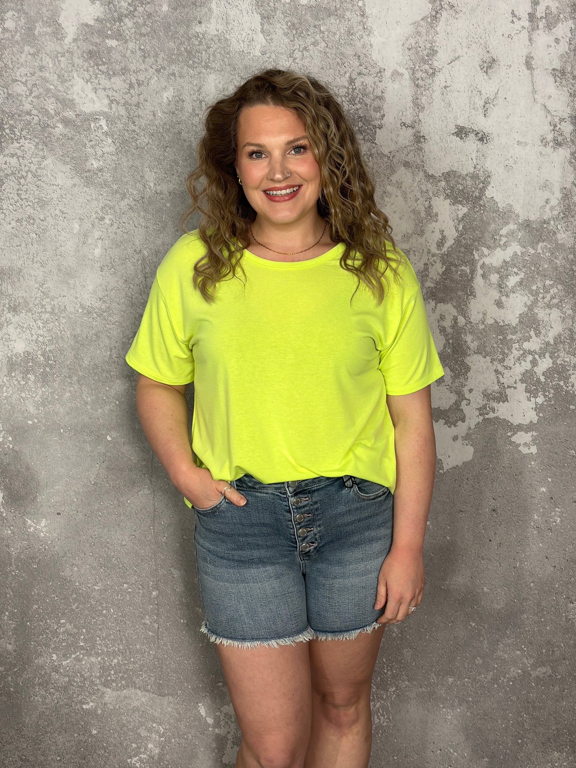 The Erica Tee - Highlighter Yellow (Small - 3X)