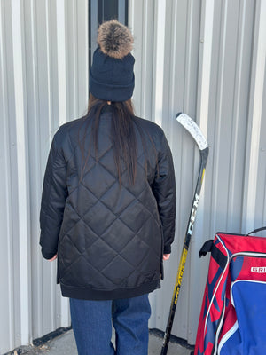 Longline Quilted Bomber Jacket  (Small - 3X)