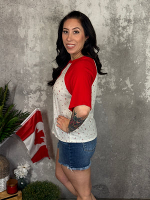 Red Sleeve Raglan Top - (Small - 3X)