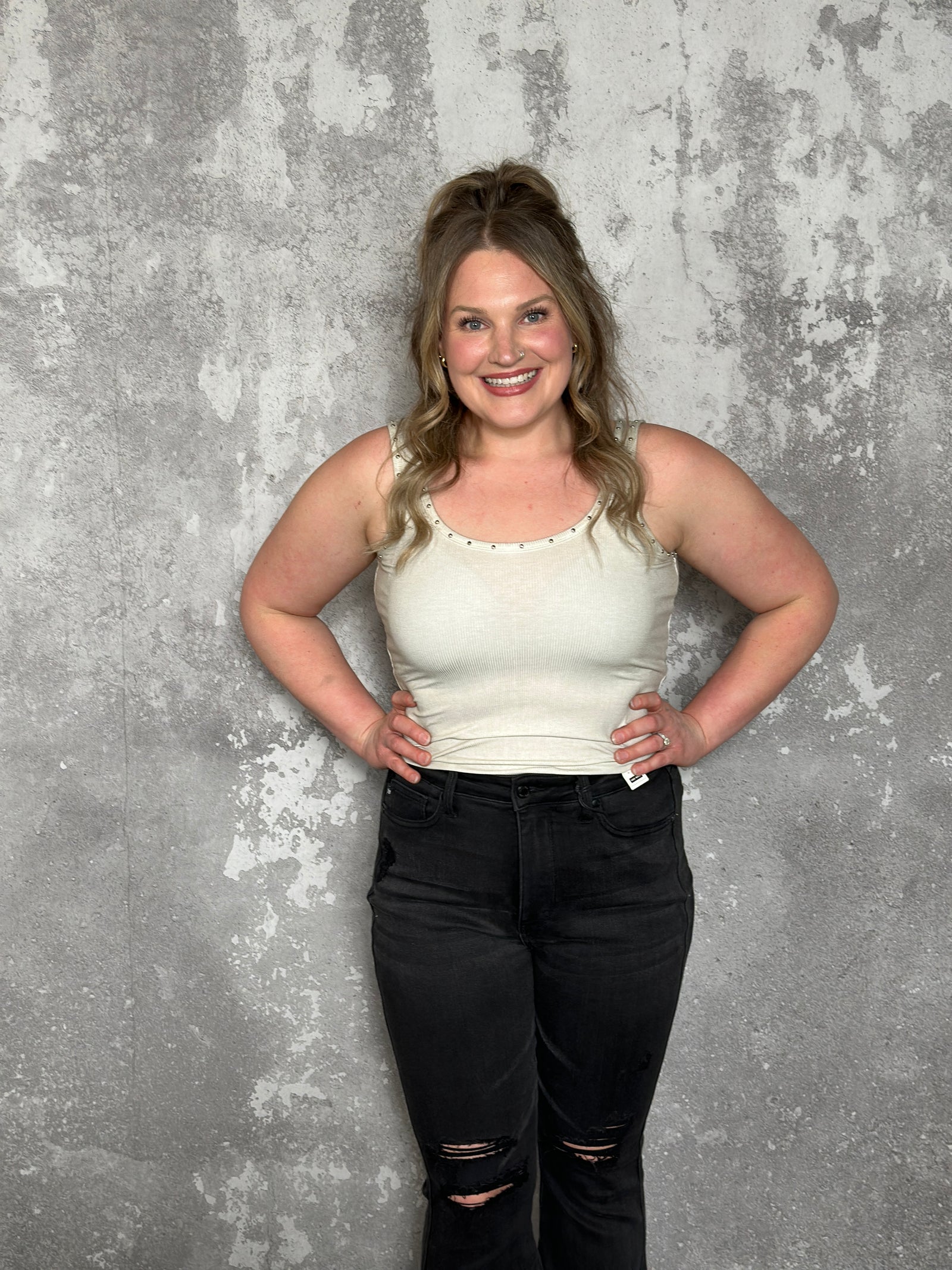 Ivory Studded Tank - FINAL SALE