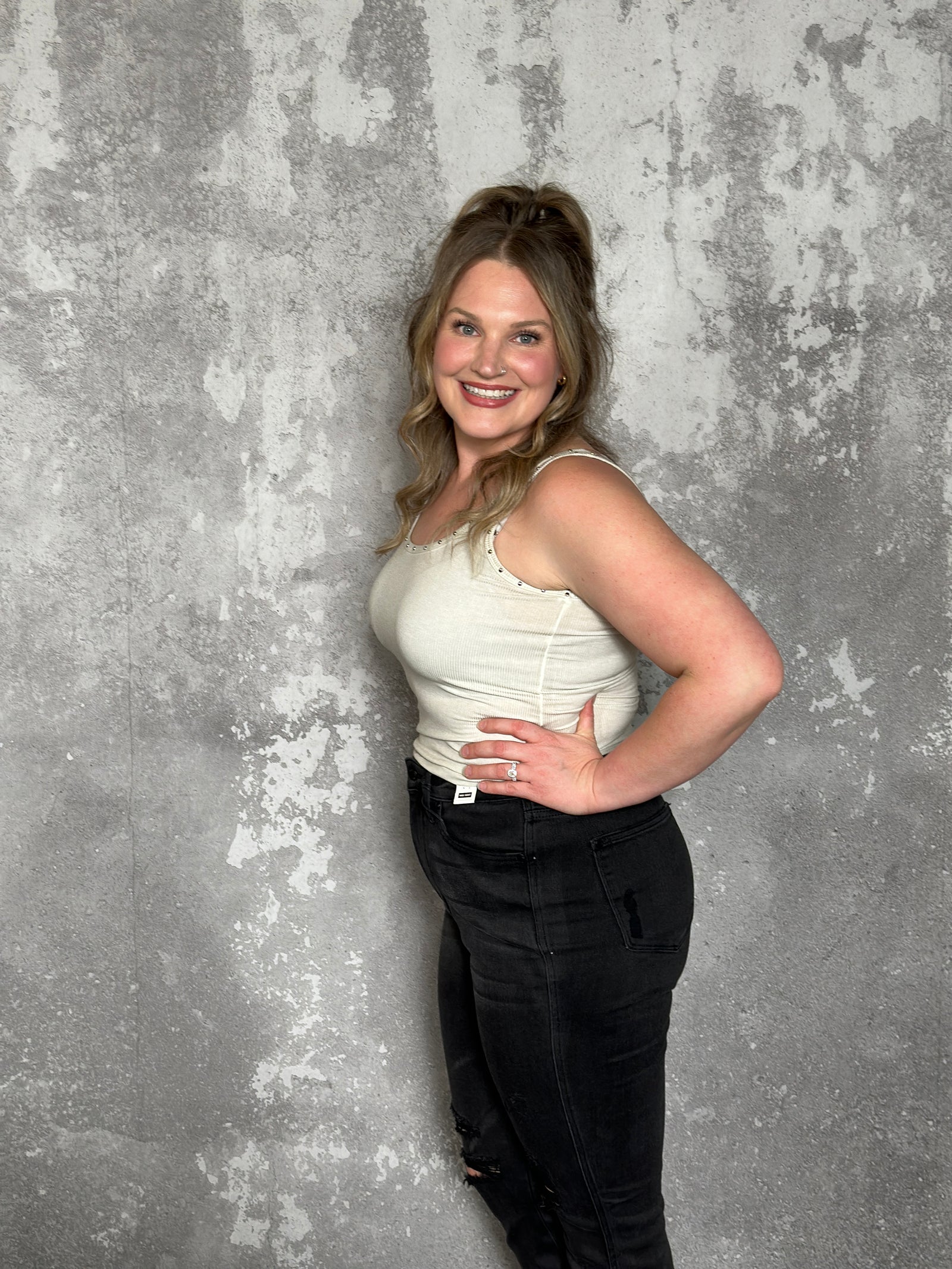 Ivory Studded Tank - FINAL SALE