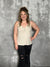 Floral Lace Tank with Buttons - Oatmeal
