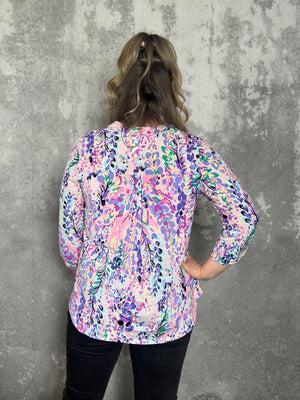 The Wrinkle Free Lizzie Top - Flirty Abstract Print (Small - 3X)