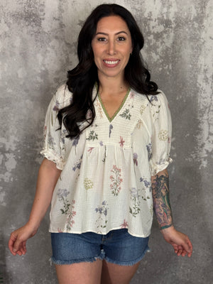 Pastel Floral Gauze Top