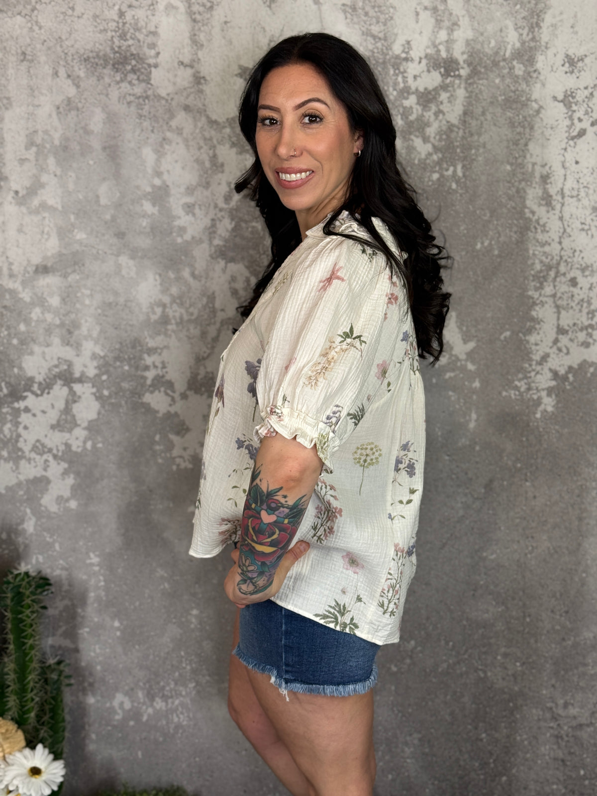 Pastel Floral Gauze Top