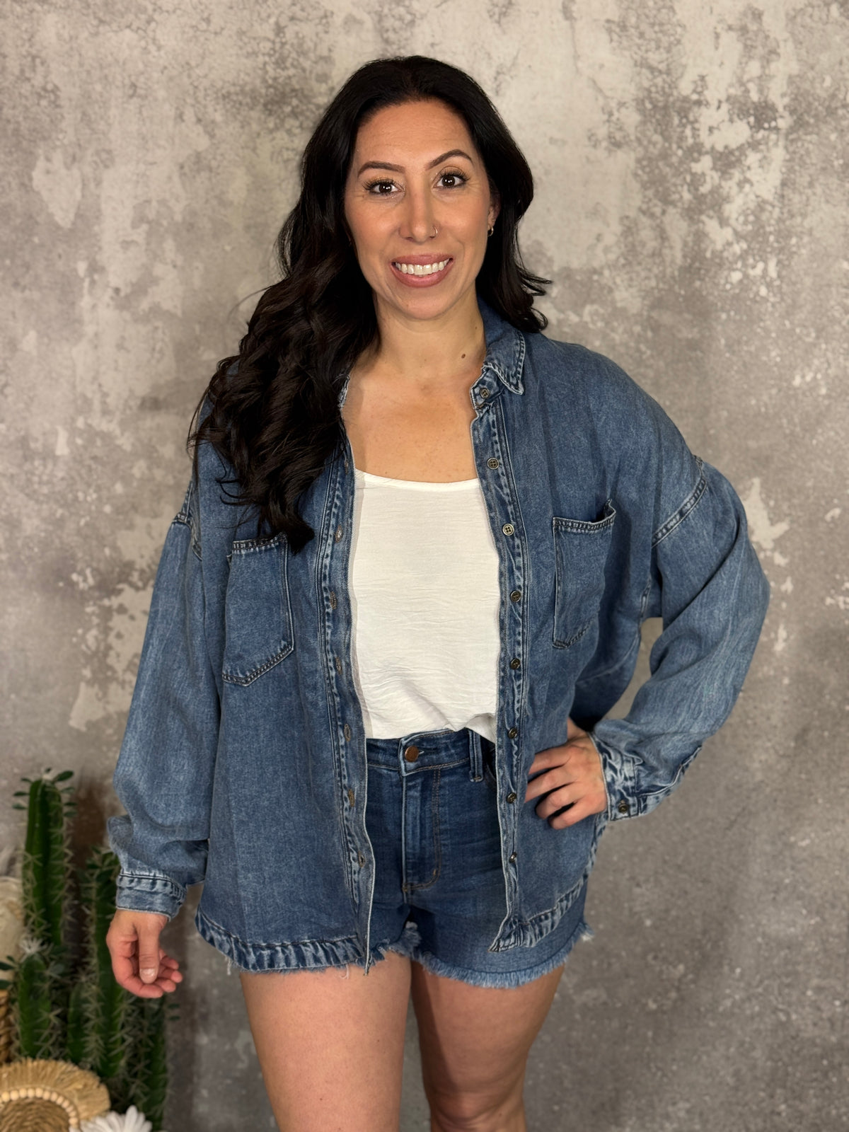 Long Sleeve Denim Top (Small - 3X)