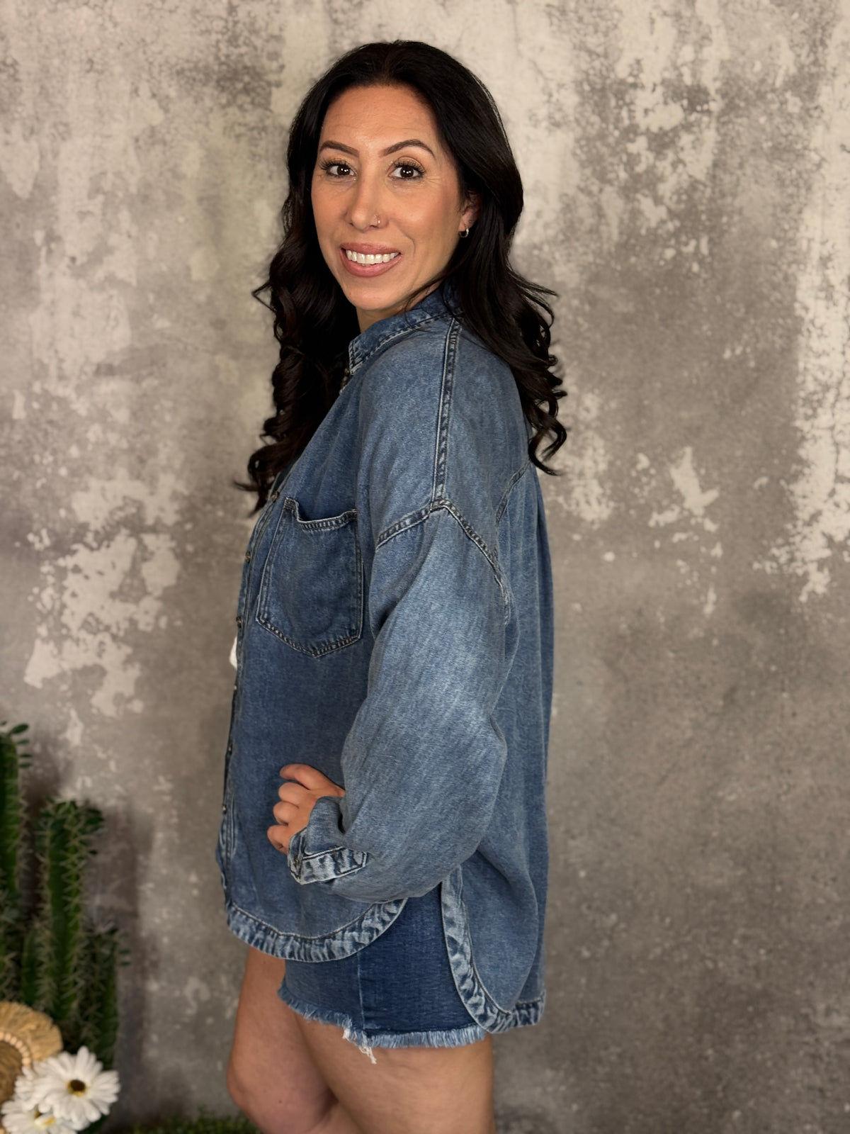 Long Sleeve Denim Top (Small - 3X)