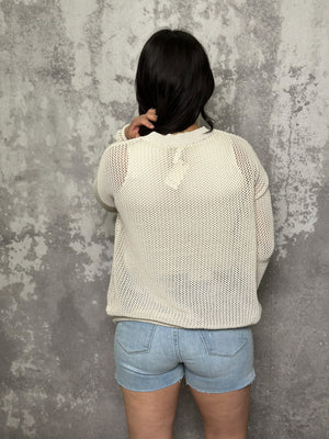 Looseknit Seaside Sweater - Cream - LARGE LEFT