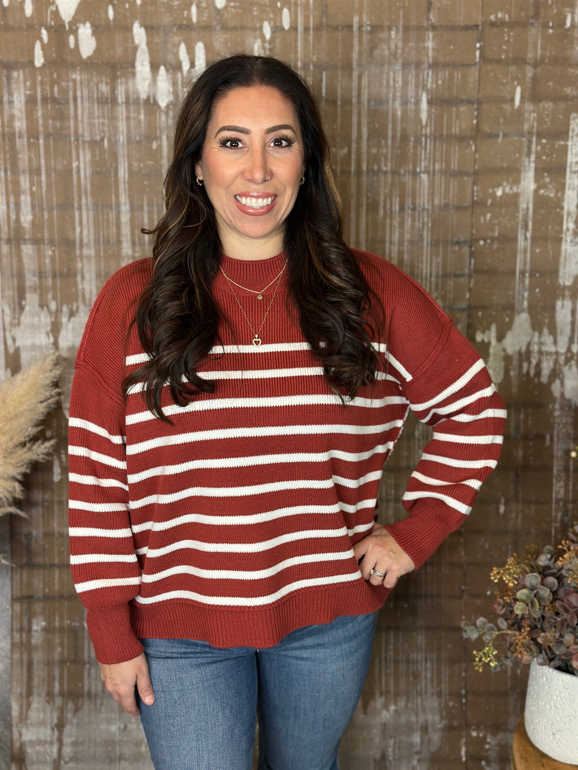 Exposed Seam Sweater - Rust