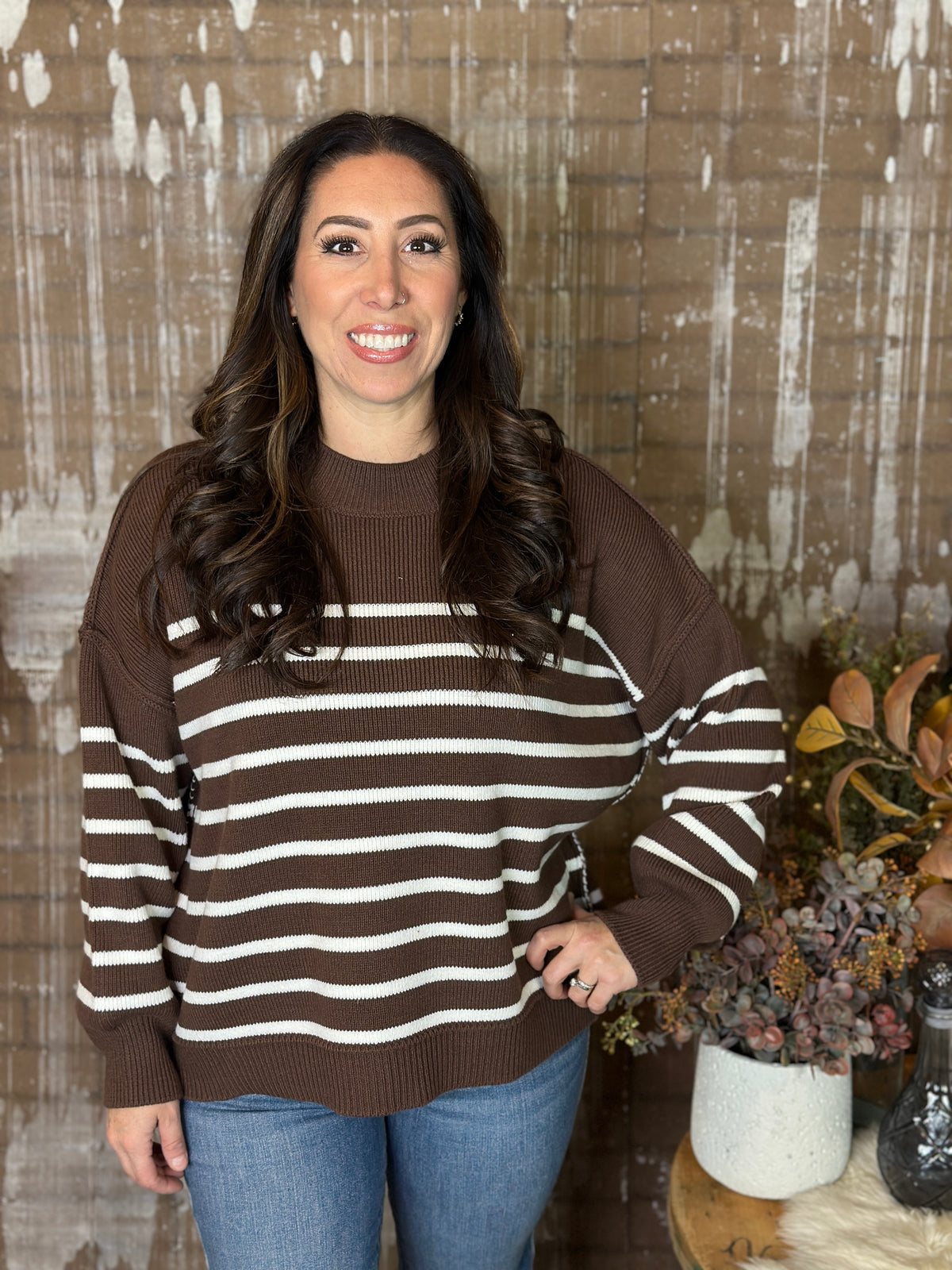 Exposed Seam Sweater - Brown