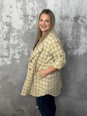 3/4 Sleeve Plaid Flannel Layer Jacket (Small - 3X)