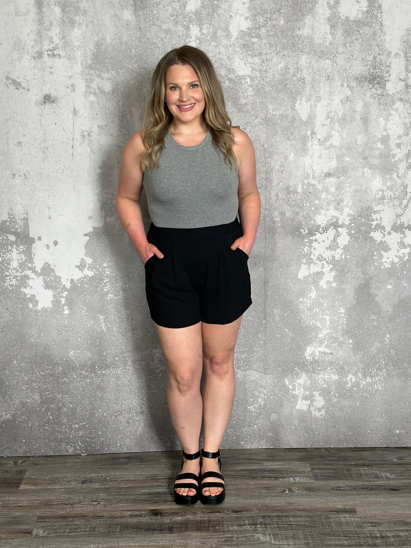 High Neckline Tank Bodysuit - Grey (Small - 3X) FINAL SALE