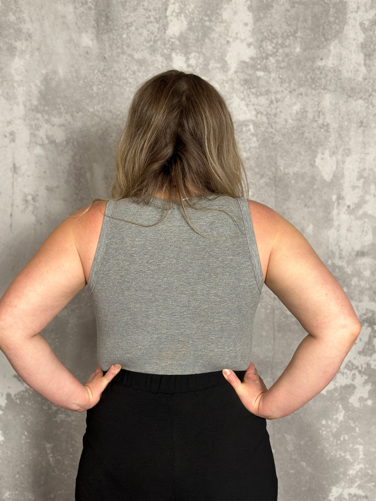 High Neckline Tank Bodysuit - Grey (Small - 3X) FINAL SALE