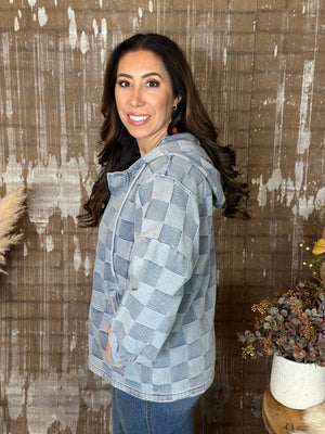 Denim Checker Pullover