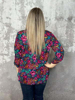 The Wrinkle Free Tropic Floral Lizzie Top - (Small - 3X)