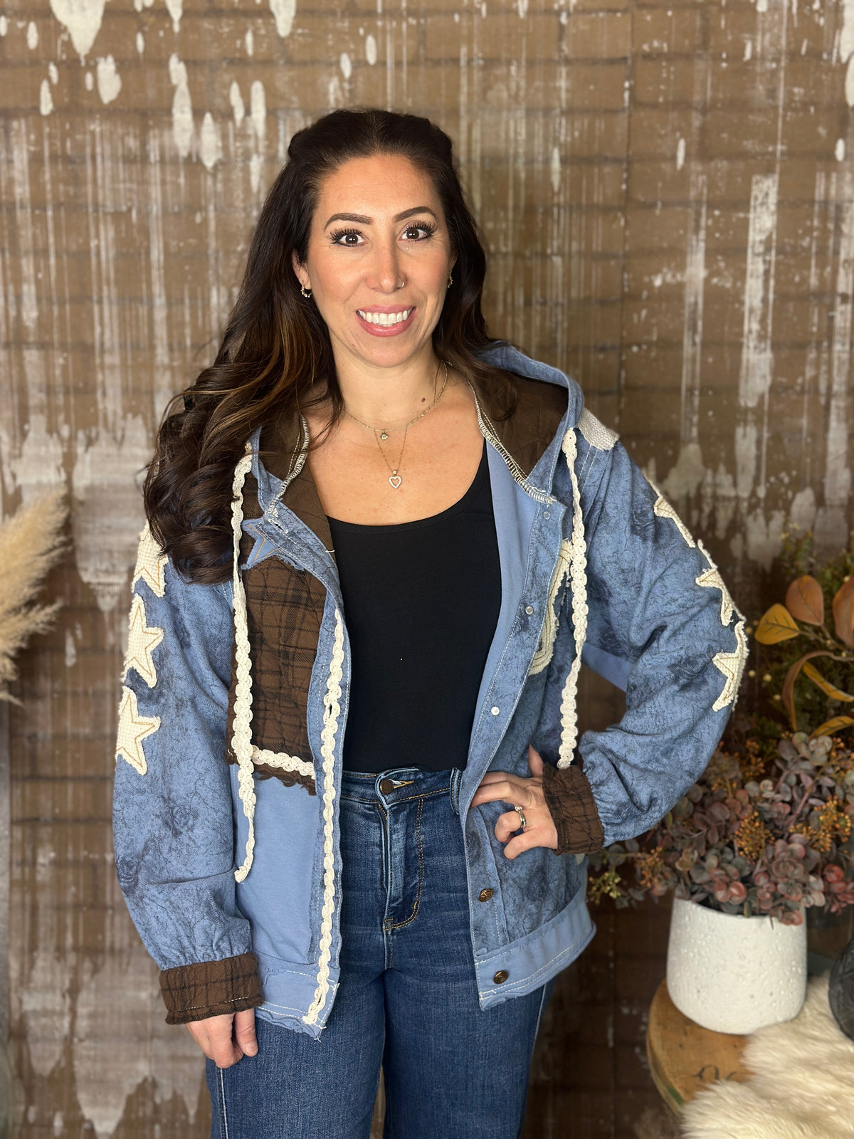 POL Star and Peace Hooded Shacket