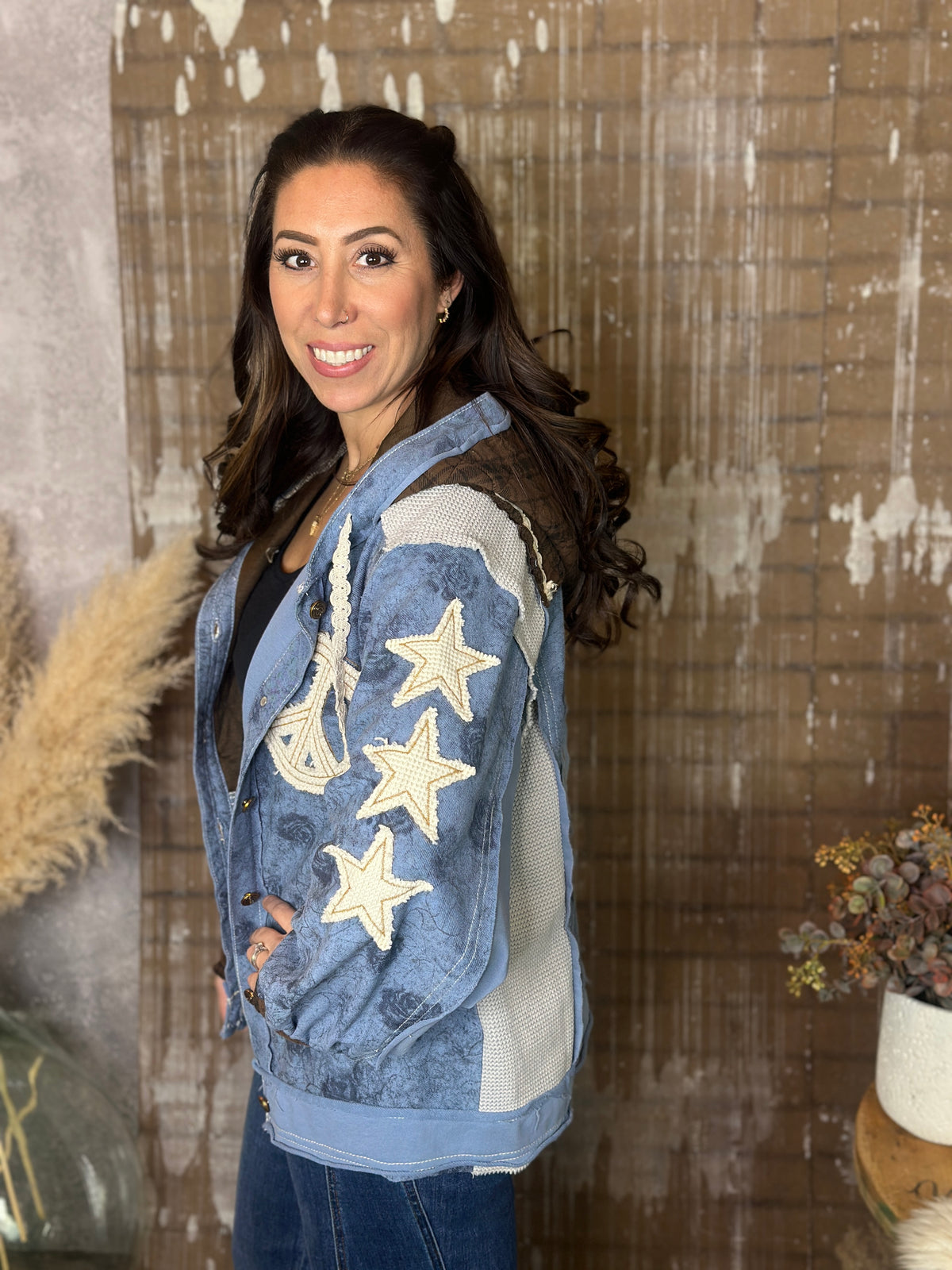 POL Star and Peace Hooded Shacket