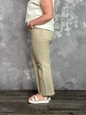 Taupe Denim Betty Risen Crop  (Sizes 25-32 & 1X-3X) - FINAL SALE