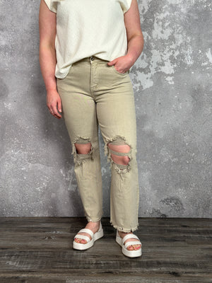 Taupe Denim Betty Risen Crop  (Sizes 25-32 & 1X-3X)