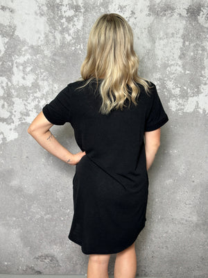 The French Terry Tshirt Dress - Black - One Small Left