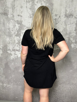 The French Terry Tshirt Dress - Black - One Small Left