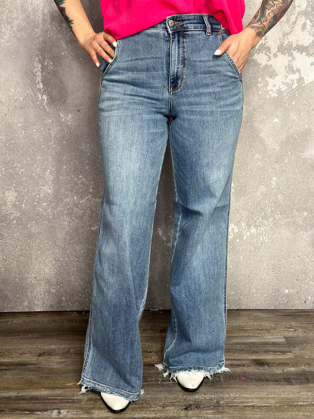 Judy Blue Retro Wide Leg Jean with Trouser Pocket (sizes 0/24-24W)